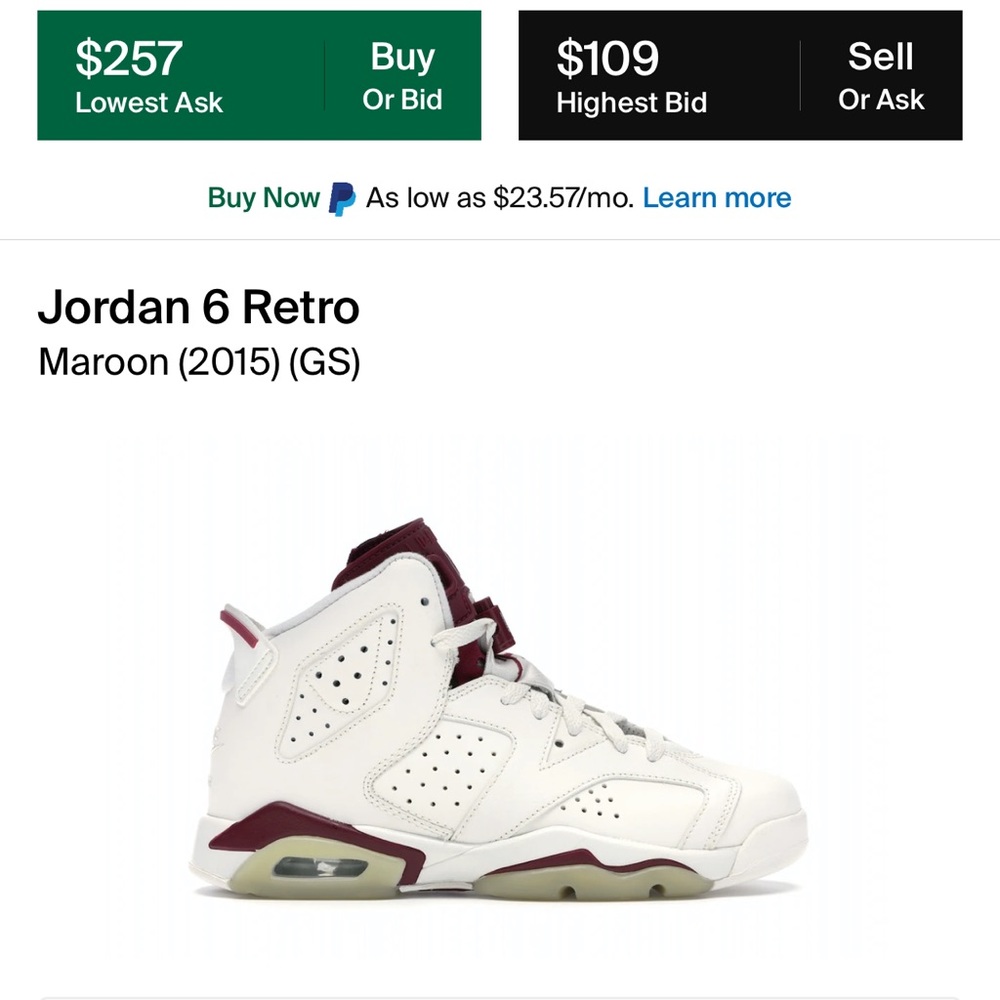 2015 Maroon Jordan 6
